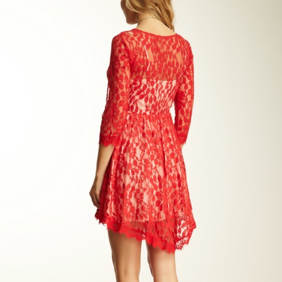 NWT! Free People Floral Red Lace Dress, 6 - Picture 2 of 8